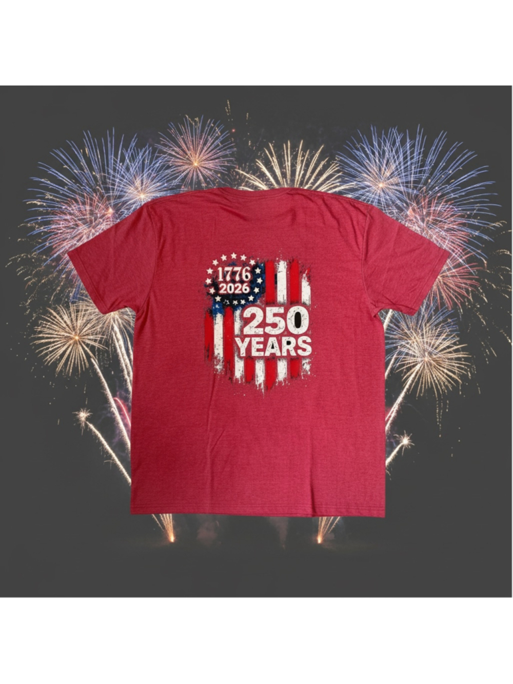 Gildan Softstyle Heather Red Shirt with 250 Year Birthday on Back - Size XL